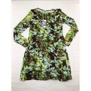 Future Collective Green Floral Print Ruched Bodycon Dress Womens Size Large